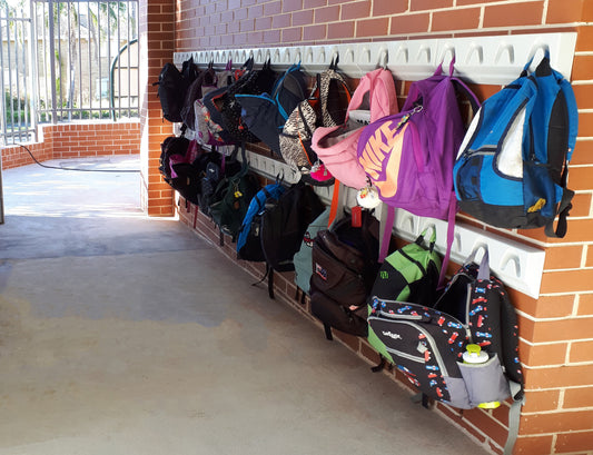 Backpack Hooks For Schools on school wall